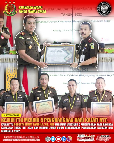 Kejaksaan Negeri Timor Tengah Utara Meraih 5 Penghargaan