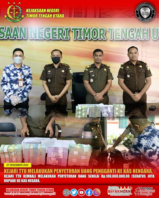Penyetoran Uang Pengganti ke Kas Negara