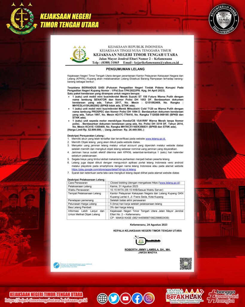 Lelang Eksekusi Barang Rampasan