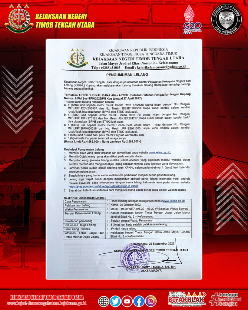 Lelang Eksekusi Barang Rampasan